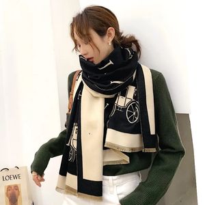 Scarves Winter Scarf Women Cashmere Pashmina Shawls Female Luxury Horse Print Wraps Thick Blanket Warm Bufand Lady Travel Stoles 230928