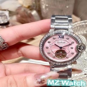العلامة التجارية الكلاسيكية Women Automatic Watch Flywheel Mechanicial Stains Steel Wristwatch 32mm274g