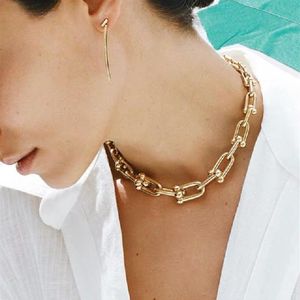 New Hiphop Necklace Vintage Metal Chain Chokers Necklaces for Women Man U Shape Chain Necklace Punk Jewelry Gothic Colliers281x