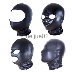 Bondage PU Pelle imbottita con cerniera Testa Cappuccio Benda Imbracatura Maschera BDSM Bocca aperta Occhio Naso Bondage Copricapo Giocattolo del sesso Festa per adulti x0928