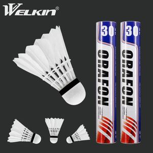 Bollar 12st Goose Feather Shuttlecock Badminton Outdoor Sport White Shuttlecocks for Training Play Game Flying Stability Dålig 230927