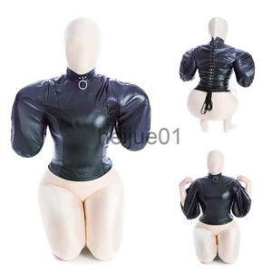 Bondage Leder Fessel Zwangsjacke Doppelarm Binder Fesseltaschen BDSM Bondage Sklave Rollenspiel Mumie Sexy Bindung Kostüm Damen x0928