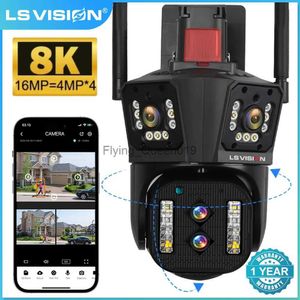 CCTV Lens LS VISION 8K 16MP WiFi IP Camera Outdoor Four Lens PTZ Camera Auto Tracking 10X Zoom Security Protection Surveillance Camera 360 YQ230928