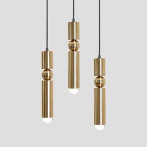 Pendant Lamps Nordic Chrome Brass Metal Design Led Light For Bedroom Bedside Study Aisle Kitchen Fixtures282m