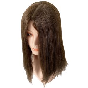 14 tum vietnamesiska jungfruliga mänskliga hår #4 Kosher peruker 130% densitet Bob Style 4x4 Silk Top Jewish Glueless peruk för vit kvinna