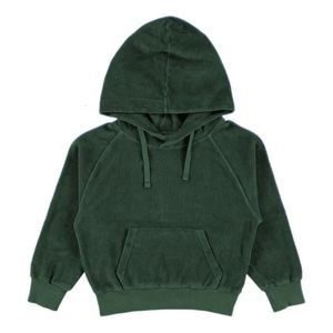 Hoodies Sweatshirts 100% Cotton Boys And Girls Terry Cloth Hoodie With Pockets Autumn Winter Childrens Casual Long Sleeve Warm Sweaters TZ167 230927