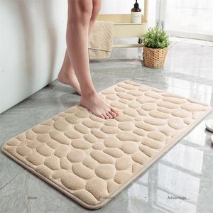 Bath Mats Mat Living Bathroom Foam Floor Cobblestone Memory Non-slip Embossed Carpet Household Room Velvet