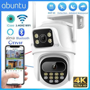 CCTV lens abuntu 8mp 4K PTZ IP Kamera Çift Ekran Çift Lnes Açık Mekan WiFi Gözetim Kamerası Ir Night Vision Akıllı Otomatik İzleme ICSEE Uygulaması YQ230928