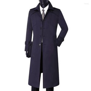 Men's Trench Coats Simple Fashion British Windbreaker Spring And Autumn Knee Lengthen Business Casual Single Breasted Jacket