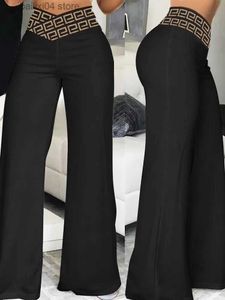 Calças femininas capris 2023 outono calças femininas sólida cintura alta criss cruz queimado calças t230928