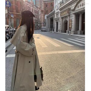 Casual Dresses Khaki Trench Coat for Women 2023 Autumn Fashionable Long British Style Elegant High-klass överrock