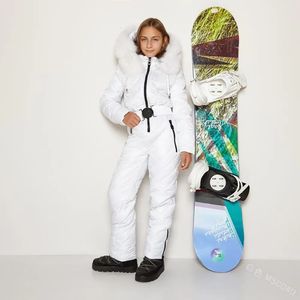 Skidåkning SKI SKIDSDUST Barn Jumpsuit Down Jacket Winter Ski Suit Girls Thick Warm Winter Outwear Kids Siamese Down Jacket 230927
