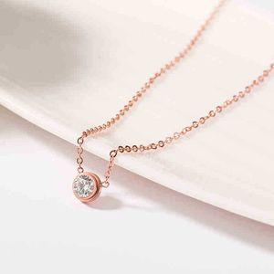Mini single diamond titanium steel necklace popular female jewelry pendant accessory collarbone chain necklace