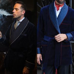 Smoking da uomo in velluto invernale da uomo, giacca con risvolto sciallato slim fit con cintura, cappotto in un unico pezzo per la festa di ballo
