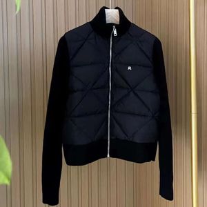 Designer Women Down och Parkas Men's Letter Printed Diamond Plaid stickad Panel Stand Neck Buffer Jacket Women Lovers Loose Casual