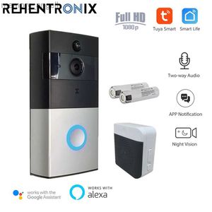 Campainhas 1080P TUYA WiFi Vídeo Campainha Câmera de segurança Two-Way Intercom Home Wireless Bateria Powered Campainha Alexa Smart Campainha YQ230928