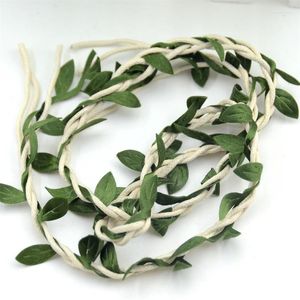 装飾的な花1mのブドウの葉の人工緑色の花のrattan for wedding party decoration foliage diy home garland headband hair