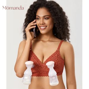 Moderskap intimat Momanda Hands Free Pumping Bra ammande moderskap Trådlös spets Sexig underkläder Nursing BH för gravida kvinnor alla i en 230927