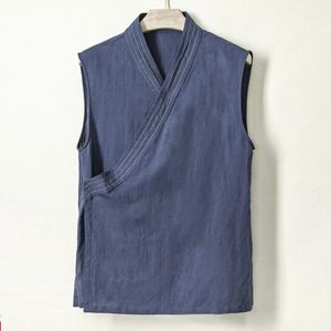 Men's Vests Chinese Traditional Hanfu Undershirt Linen Cotton Sleeveless Tops Tang Suit Kimono Jacket 230927