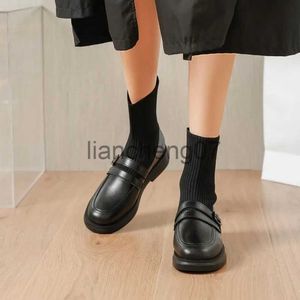 Boots New Women Boots Retro Style Small Leather Shoes Fashion Modern Stretch Boots Ladies Casual Platform Shoes Spring Autumn Boots x0928