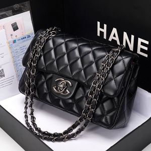 10A TOP TIER Womens Mini Square Bag حقيقية متوسطة الكافيار Lambbskin Preste Small Double Flap Black Shouler Box Bag Bag Luxuer