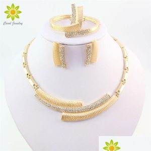 Smyckesuppsättningar Fashion Bridal Crystal African Beads Dubai Gold Color Statement Jewely Costume 221109 Drop Delivery DHZB2