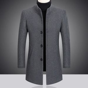 Misturas de lã masculina 2023 moda lazer boutique negócios cor sólida casaco fino trench jaqueta 230927