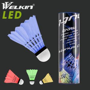 Bollar Welkin 4 PCS Dark Night Colorful LED Badminton Shuttlecocks Lighting Birdies Glowing for Outdoor Sports Shuttle Cock 230927