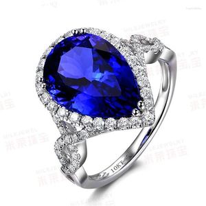 Cluster Rings Water Drop 5ct Lab Sapphire Diamond Ring 10kt White Gold Filled Engagement Wedding Band for Women Bridal Party Jewelry