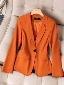 Ternos femininos laranja rosa preto formal blazer senhoras feminino manga longa sólido fino negócios trabalho wear jaqueta