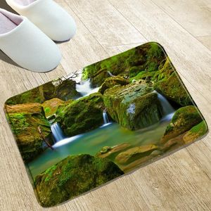 Bath Mats Natural Landscape Mat Tree Bathroom Kitchen Doorway Front Door Welcome Printed Rugs Water Absorption Flannel Washable