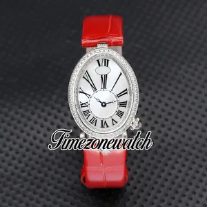 Новые швейцарские кварцевые женские часы Reine de Naples 8918BA, стальной корпус, бриллианты, безель, швабра, циферблат, арабские маркеры, красные кожаные женские часы, TWBG 8928, Timezonewatch Z01C