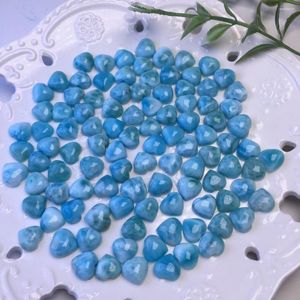 Pietre preziose sciolte 1 pezzo Fengbaowu Natural Larimar Cuore Creazione di gioielli per orecchino pendente Cristallo Pietra curativa Regalo di moda Accessori fai da te