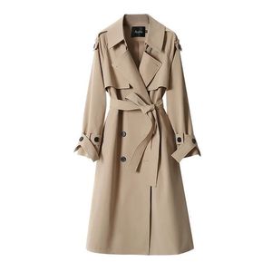 Womens Trench Coats Women Autumn Winter Korean Classic Double Breasted University Style Loose Medium Length Female Clothing Tops 230928