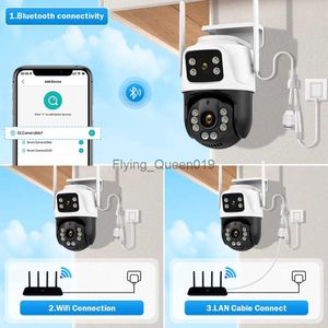 CCTV Lens Çift Lens 360 WiFi Kamera IP66 Güvenlik Koruması 8MP 4K Kablosuz Açık İnsan Algılama ICSEE Video Gözetim PTZ YQ230928