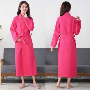 Abito da bagno per donne da donna Waffle Cotton Long Solid femmina di pigiama casual morbido per la damigella d'onore