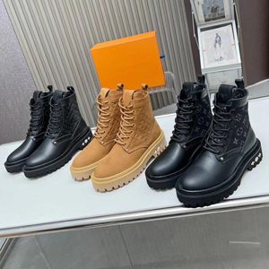 Women Boot Territory Flat Ranger Booties Wonder Flat Combat Boots zip Martin Ankle smooth debossed calf leather And Canvas Winter Boot Size 35-41 02