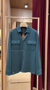 Herrenjacken Frühling und Herbst Loro Piana Lake Blue Revers Langarmjacke Mantel