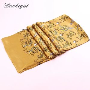Scarves DANKEYISI Luxury Brand Long Pure Silk Scarf Men Designer Male Neck High Quality Print Hijab 230928