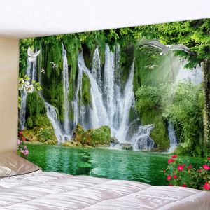 Tapestries Beautiful nature waterfall tapestry forest print seascape hippie wall hanging bohemian mandala decoration 230928