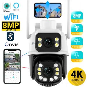 Obiektyw CCTV ICSEE WiFi Surveillance kamera 4K 8MP bezprzewodowe kamery bezpieczeństwa wykrywanie ludzkiego CCTV kamera IP podwójna soczewki Auto śledzenie YQ230928