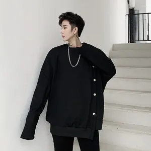 Men's Hoodies Men Asymmetric Design Button Long Sleeve Casual Pullover Hoodie Male Women Streetwear Hip Hop Couple Sweatshirt