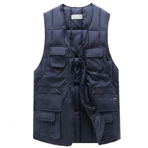 Men's Vests Multi Pocket Vest Men Gilet Tactical Winter Male With Many Pockets Cotton 230927