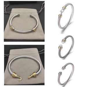 DY Diamantarmband Kabelarmbänder DY Pulsera Luxusschmuck für Frauen Männer Silber Gold Perlenkopf X-förmiges Manschettenarmband Modeschmuck für Weihnachtsgeschenk 5 mm