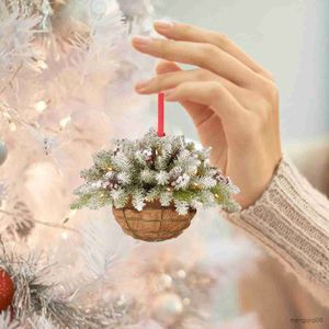 Noel Dekorasyonları Mini Noel Asma Çiçek Sepeti Yapay Çam Şubesi Pinecone Kolye Xmas Ağaç Süsleri Ev Yeni Yıl Dekoru