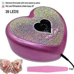 Tırnak kurutucuları LCD jel kurutucu ile sevimli kalp şekli lamba 96W Pedikür Makinesi Tırnaklar için LED Işık UV Secador de Unas Pink 230927