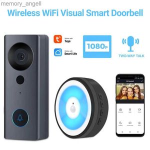 Doorbells Inteligentne wideo do drzwi Wodoodporne bezprzewodowe wizualne drzwi domowe Bell Apartment Hotel Tuya Wi -Fi LCD Automatyczne bezpieczeństwo alarmowe kamera YQ230928