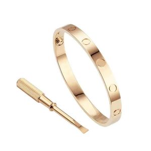 Luxury Bangle Tennis Armband Kvinnor Rostfritt stål Rose Gold Par Diamond Fashion Jewelry in Hand Valentine Day Gift for Girlfr302J