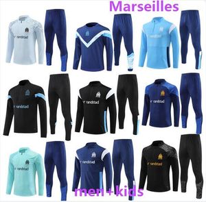 23 24 Kids Men Soccer Tracksuits Milik Payet Marseilles Survetement 22 23 Fottball Training Suit Veste Maillot de Foot Olympique OM Tracksuit Jogging