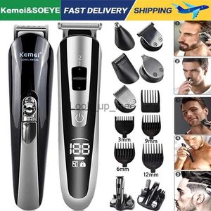 Electric Shaver Kemei Hair Trimmer Electric Hair Clipper Beauty Kit Multifunction Shaver Beard Trimmer Cordless Cutting Machine LCD Display 5 YQ230928